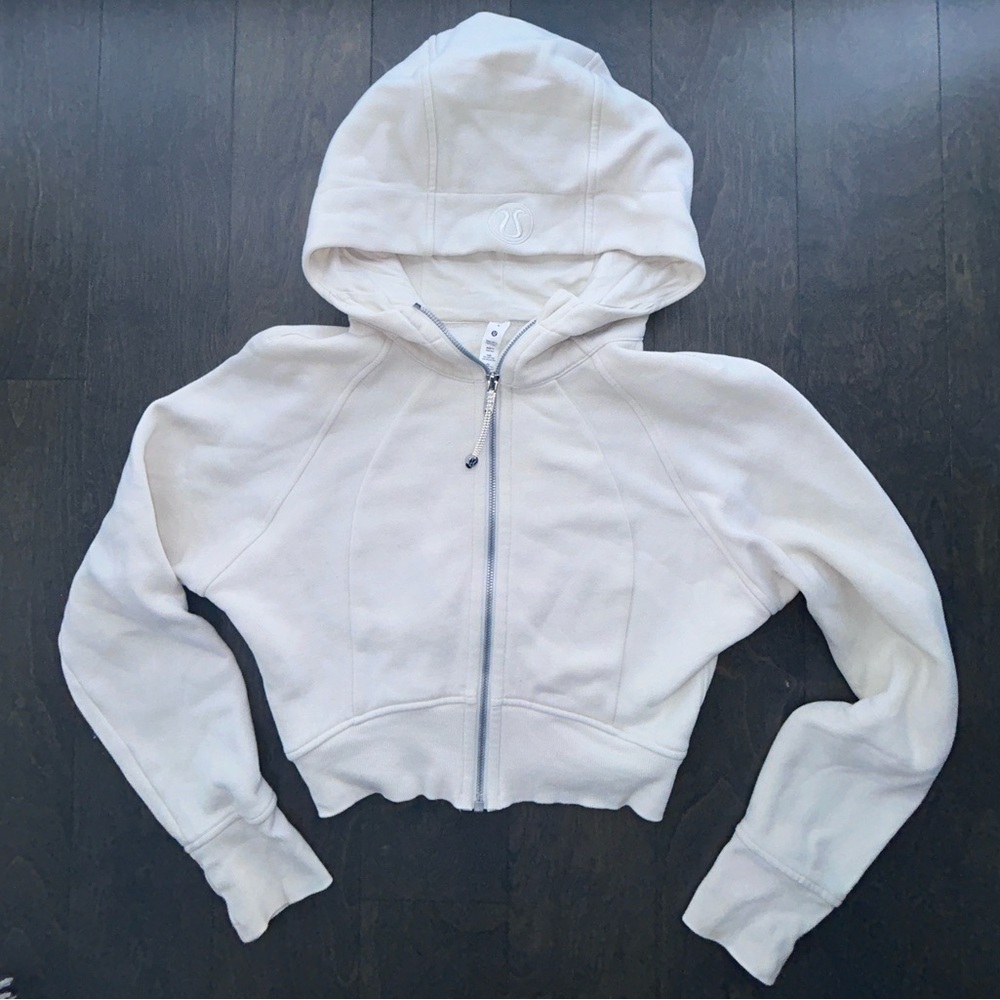 Lululemon Scuba Cropped Full Zip Sweater Cream Size 4
